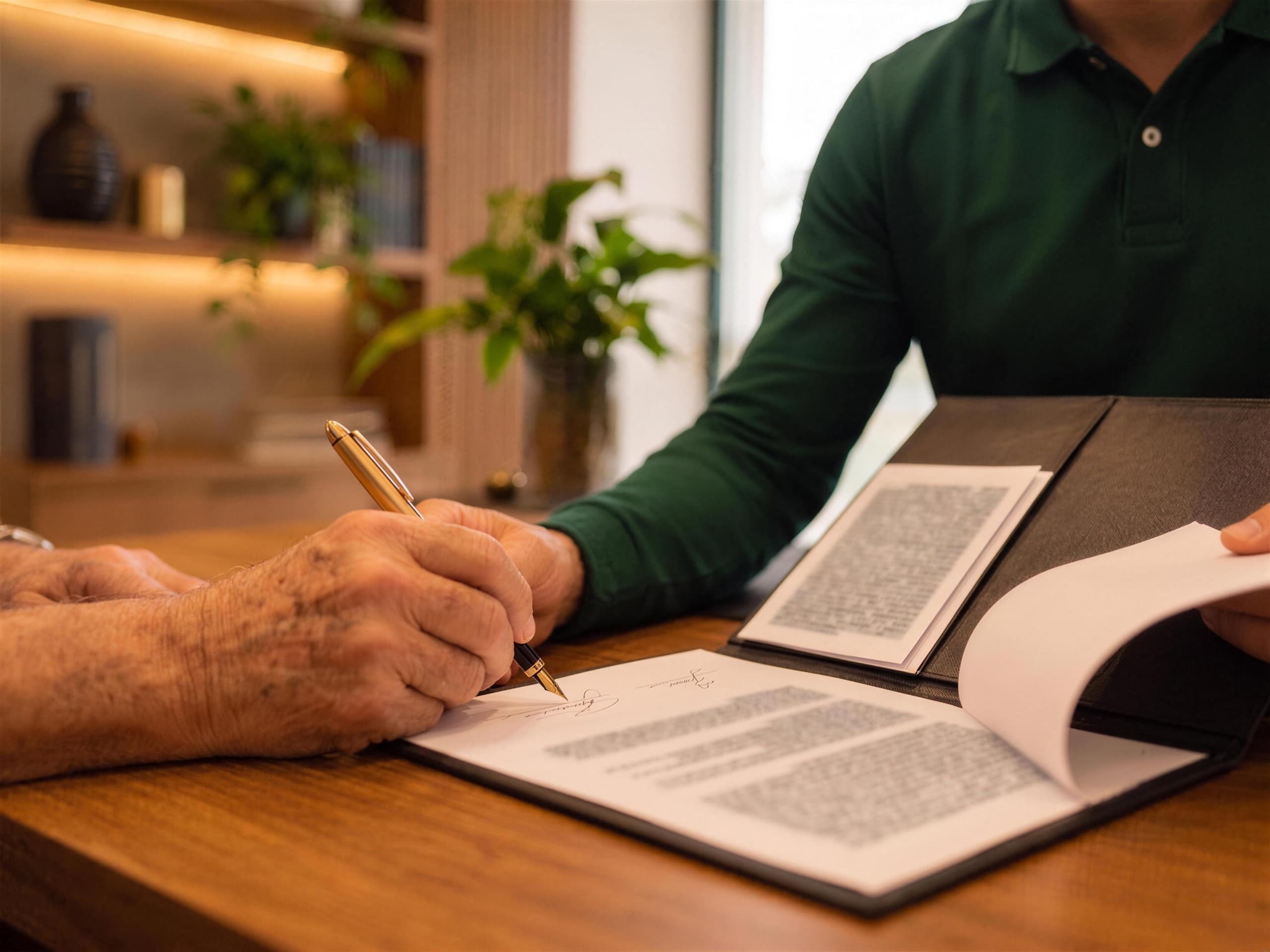 Credor assinando o contrato em cartório, com o consultor da ProsperoJus ao lado